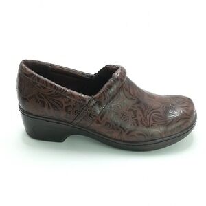 Yuu Shoes Womens Clogs Brown Floral Paisley Embossed Slip On Bethanee‎ 7